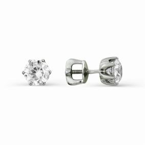 Серьги из белого золота АЛЬКОР 2248-200 с бриллиантом 2248-200 фото