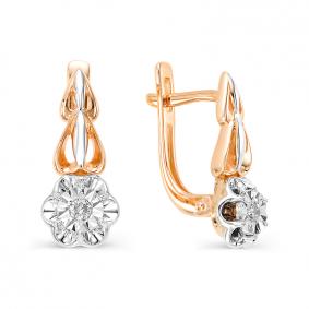 Золотые серьги АЛЬКОР 22565-100 с бриллиантом 22565-100 фото