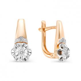 Золотые серьги АЛЬКОР 22566-100 с бриллиантом 22566-100 фото