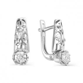 Серьги из белого золота АЛЬКОР 22574-200 с бриллиантом 22574-200 фото