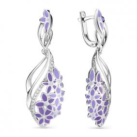 Серьги из белого золота АЛЬКОР 22590-200 с бриллиантом 22590-200 фото