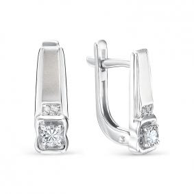 Серьги из белого золота АЛЬКОР 22633-Б00 с бриллиантом 22633-Б00 фото