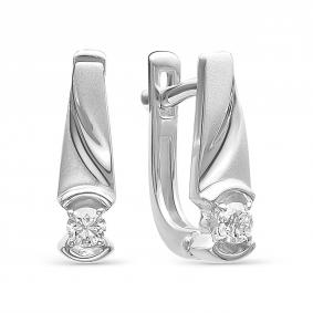 Серьги из белого золота АЛЬКОР 22636-Б00 с бриллиантом 22636-Б00 фото