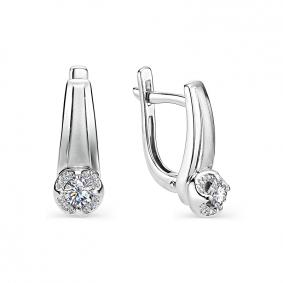 Серьги из белого золота АЛЬКОР 22640-Б00 с бриллиантом 22640-Б00 фото
