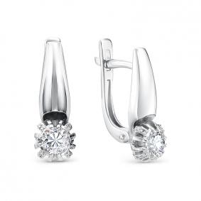 Серьги из белого золота АЛЬКОР 22641-200 с бриллиантом 22641-200 фото