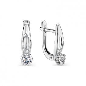 Серьги из белого золота АЛЬКОР 22642-200 с бриллиантом 22642-200 фото