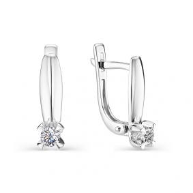 Серьги из белого золота АЛЬКОР 22645-200 с бриллиантом 22645-200 фото