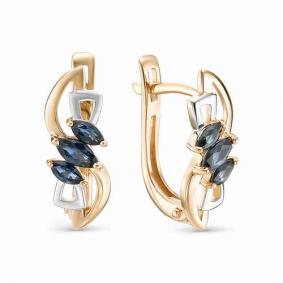 Золотые серьги АЛЬКОР 22648-102 с сапфиром 22648-102 фото