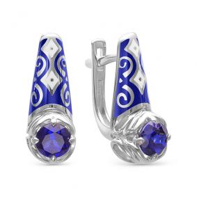 Серьги из белого золота АЛЬКОР 22668-230 с гидротермальным сапфиром 22668-230 фото