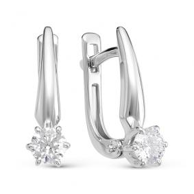 Серьги из белого золота АЛЬКОР 22684-200 с бриллиантом 22684-200 фото