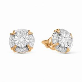 Золотые серьги АЛЬКОР 22687-100 с бриллиантом 22687-100 фото