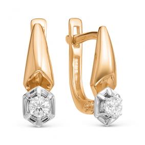Золотые серьги АЛЬКОР 22691-100 с бриллиантом 22691-100 фото
