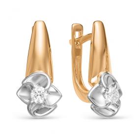 Золотые серьги АЛЬКОР 22694-100 с бриллиантом 22694-100 фото