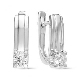 Серьги из белого золота АЛЬКОР 22695-200 с бриллиантом 22695-200 фото