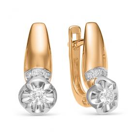 Золотые серьги АЛЬКОР 22700-100 с бриллиантом 22700-100 фото