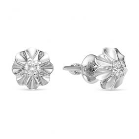 Серьги из белого золота АЛЬКОР 22707-200 с бриллиантом 22707-200 фото