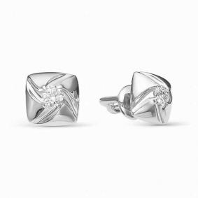 Серьги из белого золота АЛЬКОР 22708-200 с бриллиантом 22708-200 фото