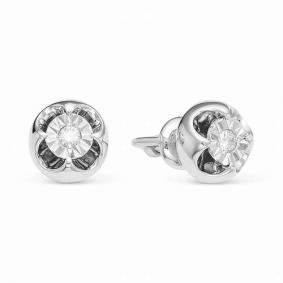 Серьги из белого золота АЛЬКОР 22711-200 с бриллиантом 22711-200 фото