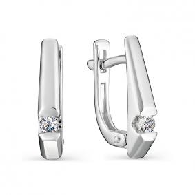 Серьги из белого золота АЛЬКОР 22730-200 с бриллиантом 22730-200 фото