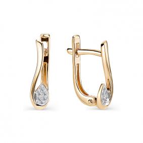 Золотые серьги АЛЬКОР 22738-100 с бриллиантом 22738-100 фото