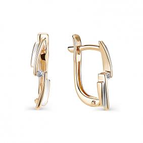 Золотые серьги АЛЬКОР 22742-100 с бриллиантом 22742-100 фото