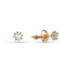 Золотые серьги АЛЬКОР 2275-100 с бриллиантом 2275-100 фото