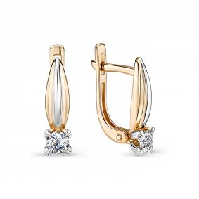 Золотые серьги АЛЬКОР 22753-100 с бриллиантом 22753-100 фото