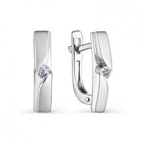 Серьги из белого золота АЛЬКОР 22756-200 с бриллиантом 22756-200 фото
