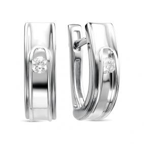 Серьги из белого золота АЛЬКОР 22758-200 с бриллиантом 22758-200 фото