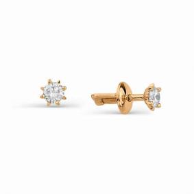 Золотые серьги АЛЬКОР 2276-100 с бриллиантом 2276-100 фото