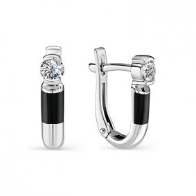 Серьги из белого золота АЛЬКОР 22760-200 с бриллиантом 22760-200 фото