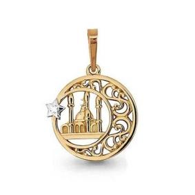 Золотая подвеска AQUAMARINE 22763 с фианитом 22763 фото