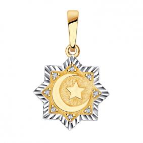 Золотая подвеска AQUAMARINE 22779А с фианитом 22779А фото