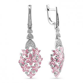 Серьги из белого золота АЛЬКОР 22789-200 с бриллиантом 22789-200 фото