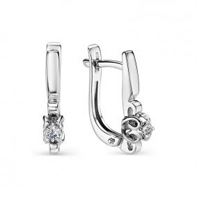 Серьги из белого золота АЛЬКОР 22800-200 с бриллиантом 22800-200 фото