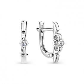 Серьги из белого золота АЛЬКОР 22801-200 с бриллиантом 22801-200 фото