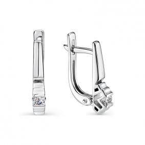 Серьги из белого золота АЛЬКОР 22803-200 с бриллиантом 22803-200 фото