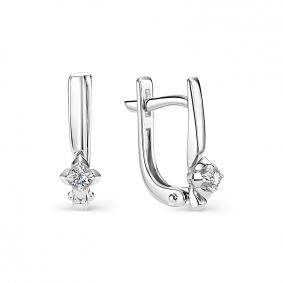Серьги из белого золота АЛЬКОР 22804-200 с бриллиантом 22804-200 фото