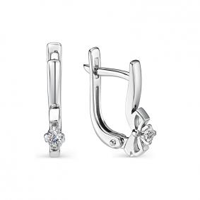 Серьги из белого золота АЛЬКОР 22805-200 с бриллиантом 22805-200 фото