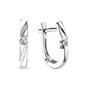 Серьги из белого золота АЛЬКОР 22810-200 с бриллиантом 22810-200 фото