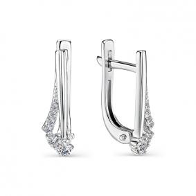 Серьги из белого золота АЛЬКОР 22815-200 с бриллиантом 22815-200 фото