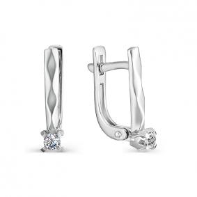 Серьги из белого золота АЛЬКОР 22821-200 с бриллиантом 22821-200 фото