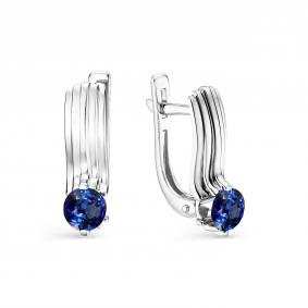 Серьги из белого золота АЛЬКОР 22831-202 с сапфиром 22831-202 фото