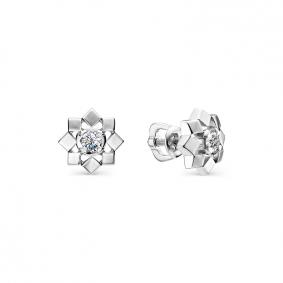 Серьги из белого золота АЛЬКОР 22835-200 с бриллиантом 22835-200 фото