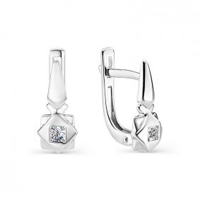 Серьги из белого золота АЛЬКОР 22836-200 с бриллиантом 22836-200 фото