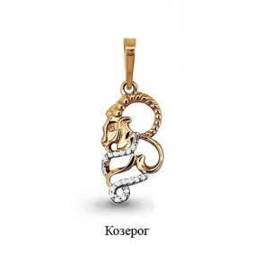 Золотая подвеска Знак зодиака Козерог AQUAMARINE 22855А 22855А фото