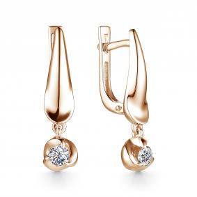 Золотые серьги АЛЬКОР 22869-100 с бриллиантом 22869-100 фото