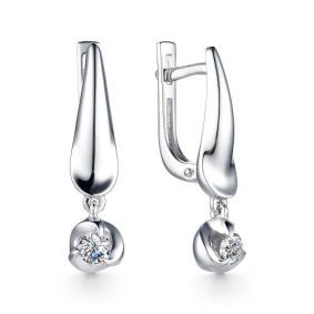 Серьги из белого золота АЛЬКОР 22869-200 с бриллиантом 22869-200 фото