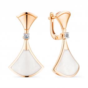 Золотые серьги АЛЬКОР 22895-100 с бриллиантом 22895-100 фото