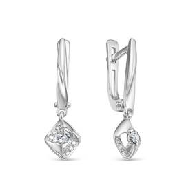 Серьги из белого золота АЛЬКОР 22918-200 с бриллиантом 22918-200 фото